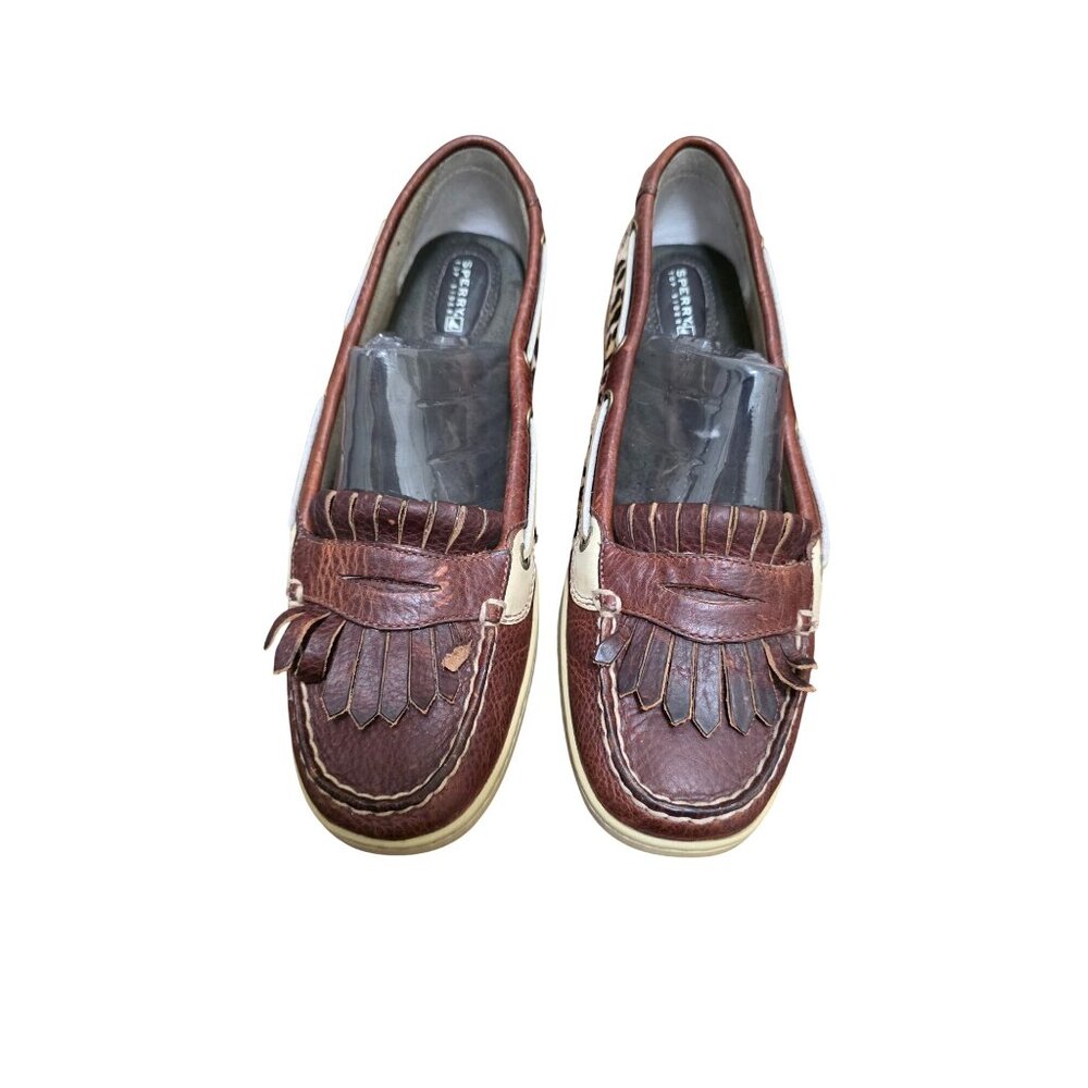 Sperry Women's Side Leopard Print & Brown Leather‎ Loafers Size 11M Shoes